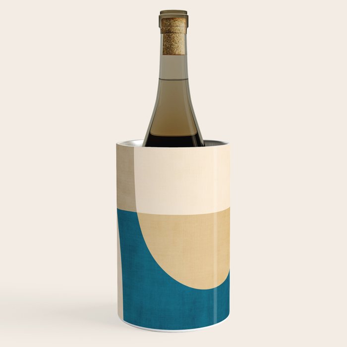 Navy Orange Beige Modern Design Art Work Wine Chiller Gallery Image 1