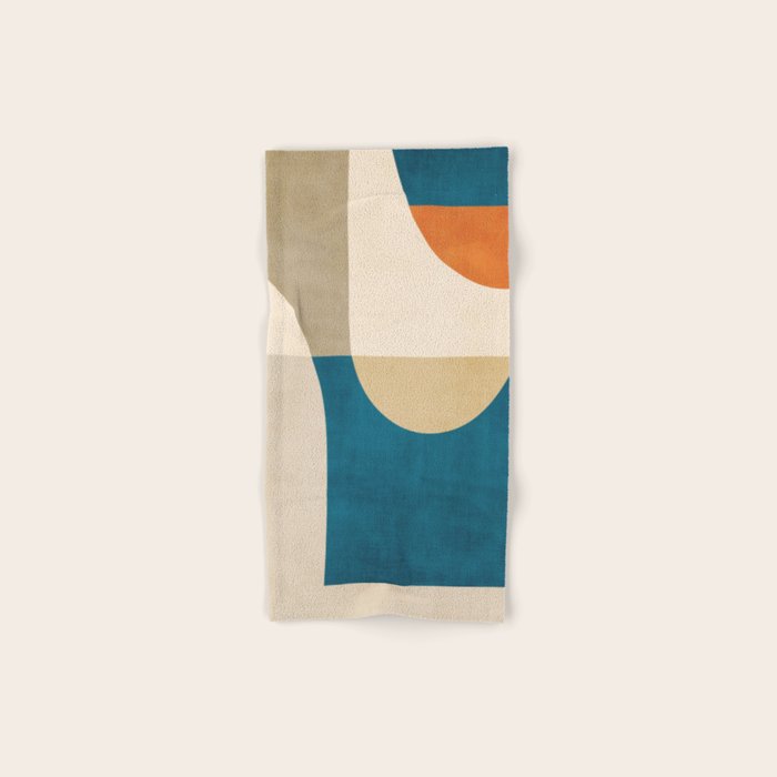 Navy Orange Beige Modern Design Art Work Bath Towel Gallery Image 1