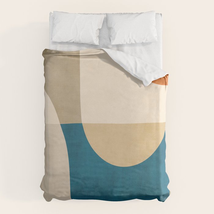 Navy Orange Beige Modern Design Art Work Duvet Cover Gallery Image 1