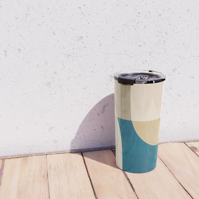 Navy Orange Beige Modern Design Art Work Travel Mug Gallery Image 4