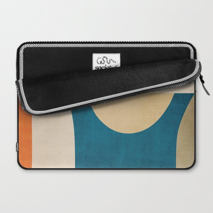 Navy Orange Beige Modern Design Art Work Laptop Sleeve Gallery Image 2
