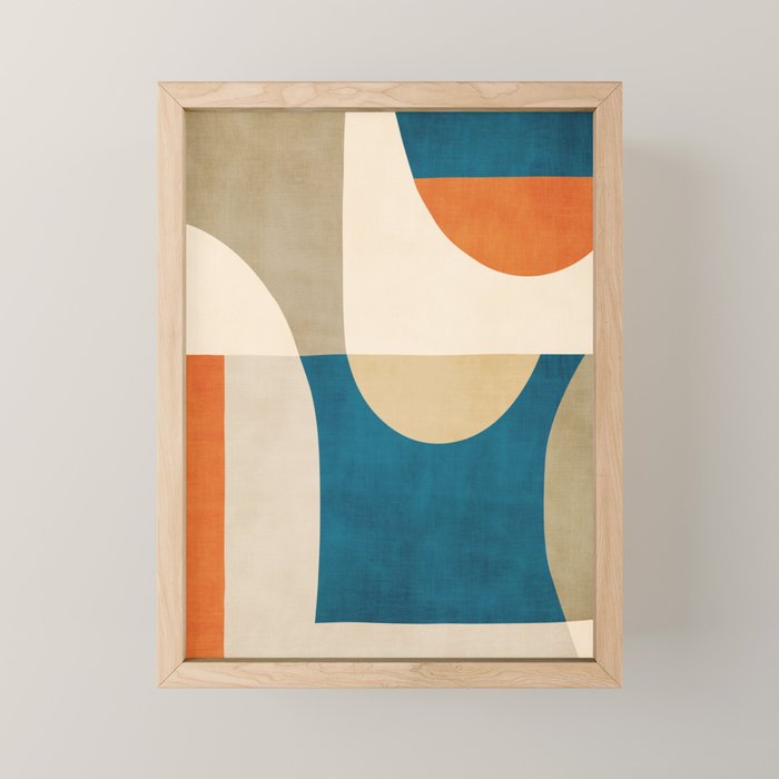 Navy Orange Beige Modern Design Art Work Mini Art Print Gallery Image 1