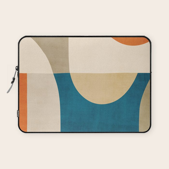 Navy Orange Beige Modern Design Art Work Laptop Sleeve Gallery Image 1