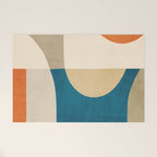 Navy Orange Beige Modern Design Art Work Welcome Mat Gallery Image 1