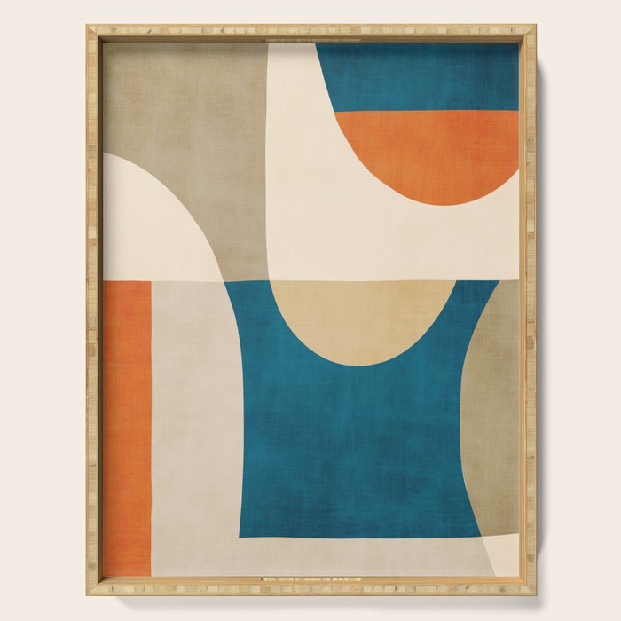 Navy Orange Beige Modern Design Art Work Serving Tray Gallery Image 1