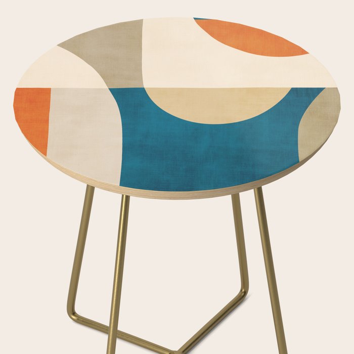 Navy Orange Beige Modern Design Art Work Side Table Gallery Image 2