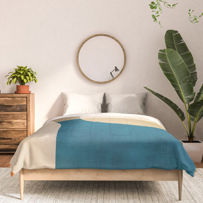 Navy Orange Beige Modern Design Art Work Comforter Gallery Image 3