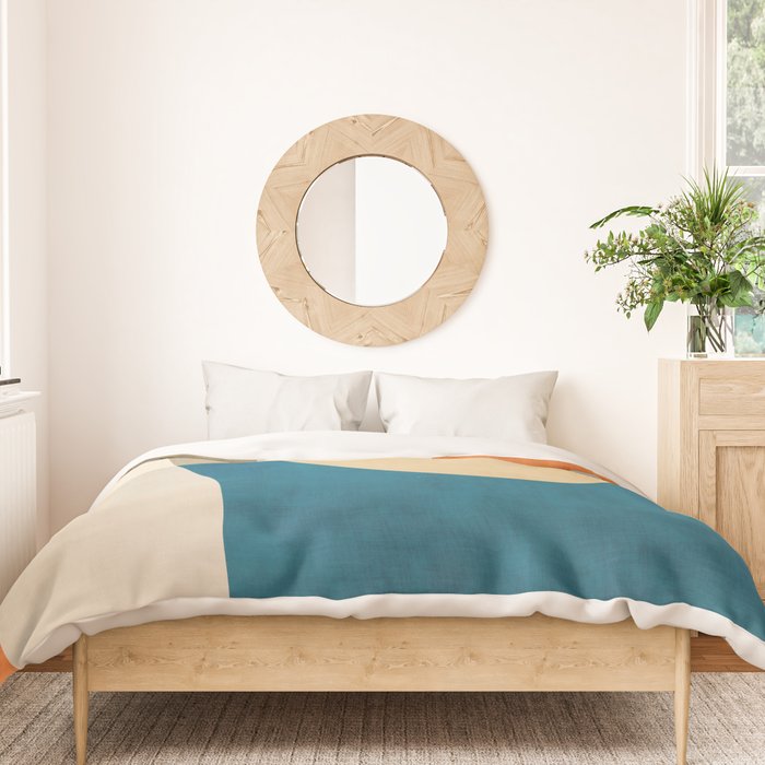 Navy Orange Beige Modern Design Art Work Duvet Cover Gallery Image 3