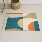 Navy Orange Beige Modern Design Art Work Rug Gallery Image 1