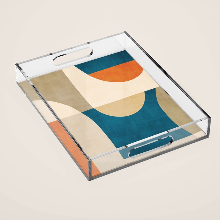 Navy Orange Beige Modern Design Art Work Acrylic Tray Gallery Image 1