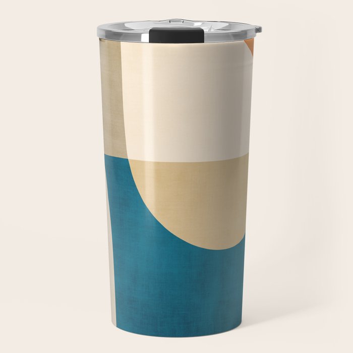 Navy Orange Beige Modern Design Art Work Travel Mug Gallery Image 1