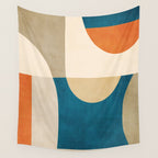 Navy Orange Beige Modern Design Art Work Wall Tapestry Gallery Image 4