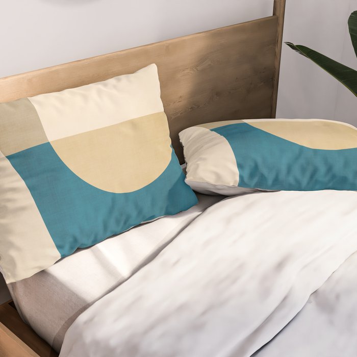 Navy Orange Beige Modern Design Art Work Pillow Sham Gallery Image 2