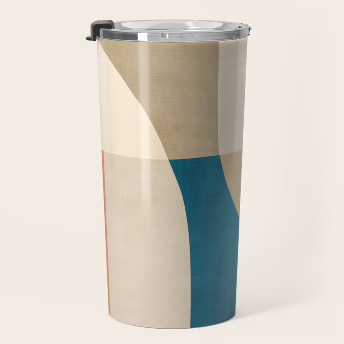 Navy Orange Beige Modern Design Art Work Travel Mug Gallery Image 3