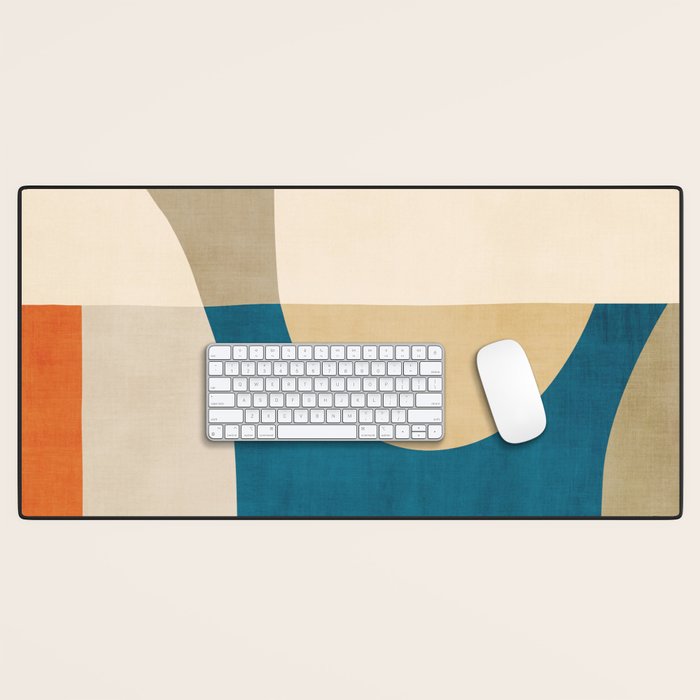 Navy Orange Beige Modern Design Art Work Desk Mat Gallery Image 1