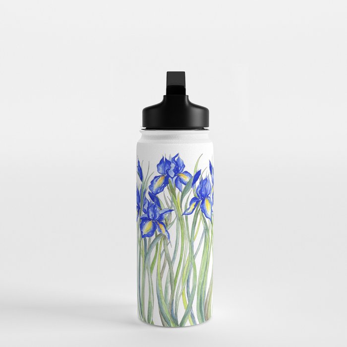 Blue Iris, Illustration Water Bottle Gallery Image 3