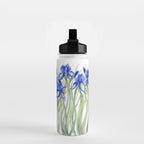 Blue Iris, Illustration Water Bottle Gallery Image 2