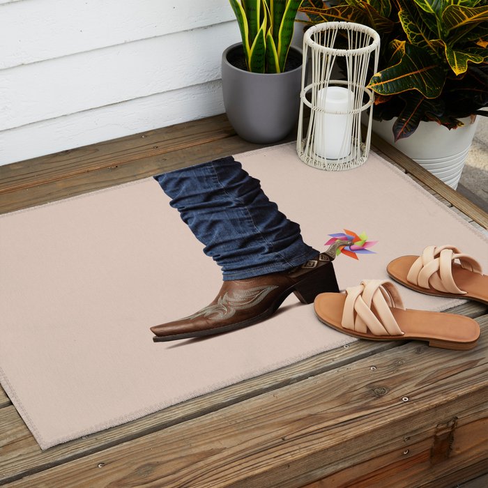 Funny Cowboy  Outdoor Rug Gallery Image 2