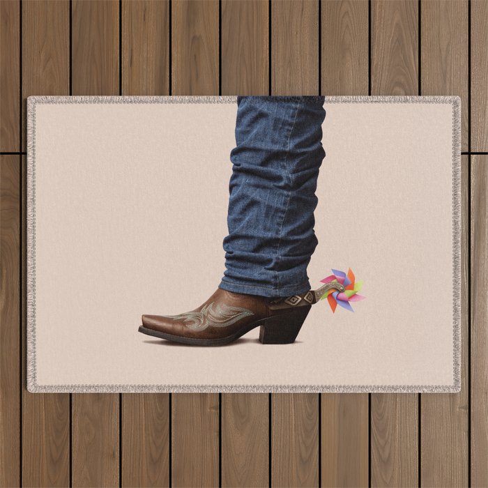 Funny Cowboy  Outdoor Rug Gallery Image 1