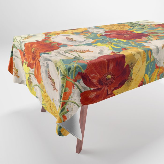 Vintage Poppy Floral Tablecloth Gallery Image 1