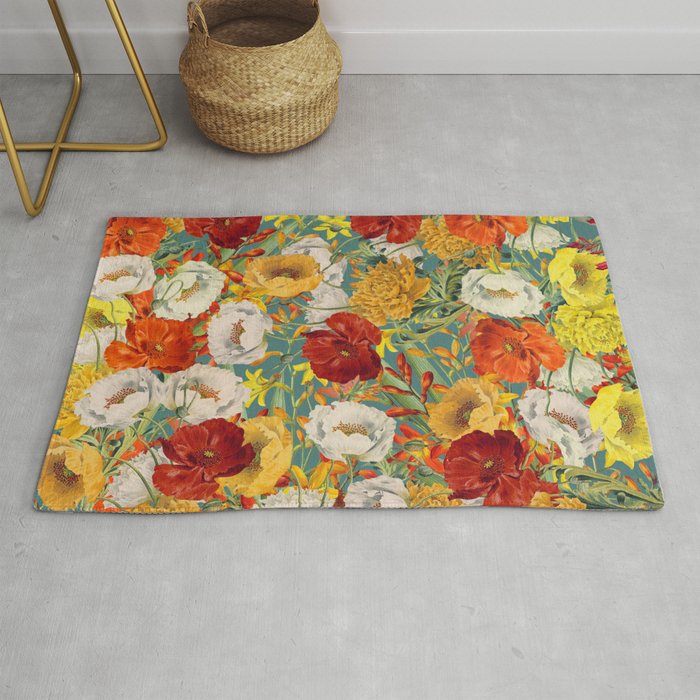 Vintage Poppy Floral Rug Gallery Image 1