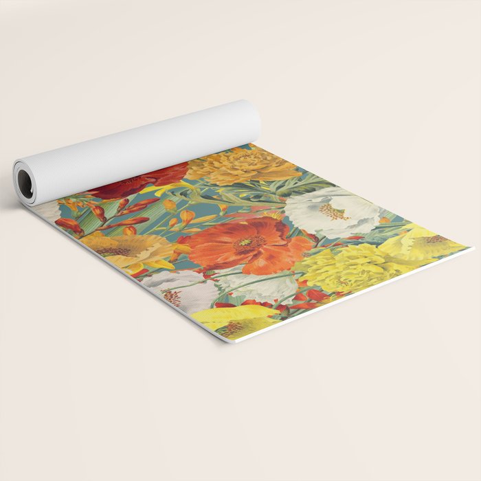 Vintage Poppy Floral Yoga Mat Gallery Image 2