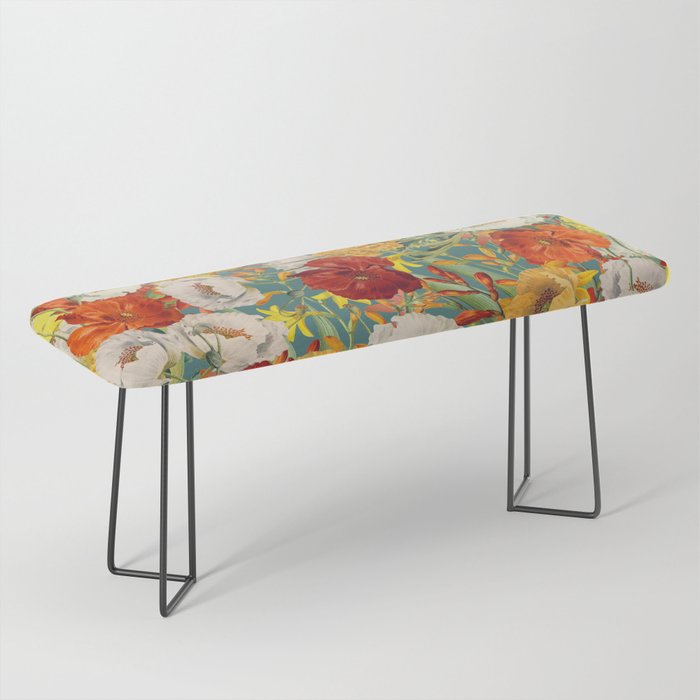 Vintage Poppy Floral Bench Gallery Image 1