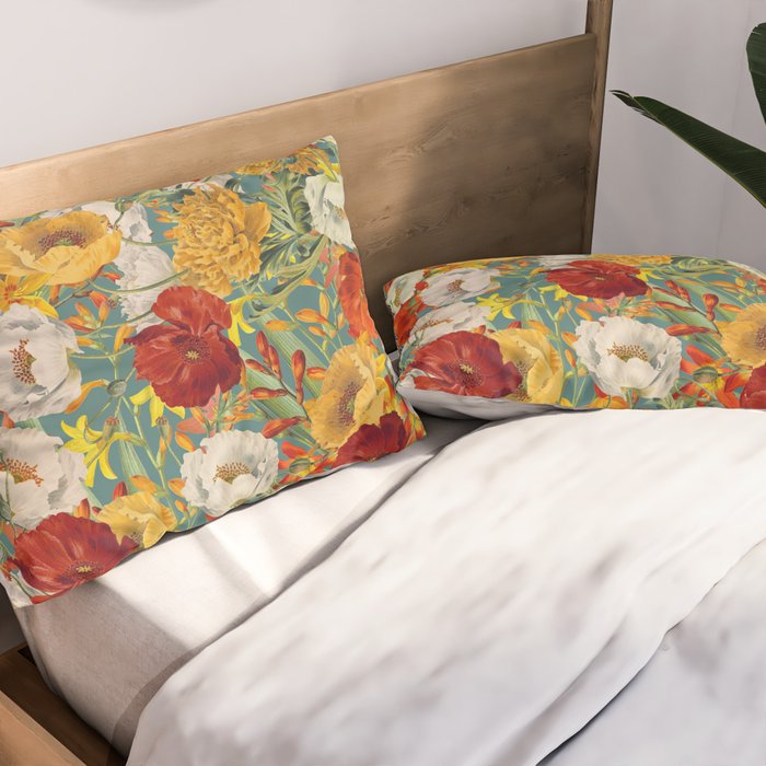 Vintage Poppy Floral Pillow Sham Gallery Image 2