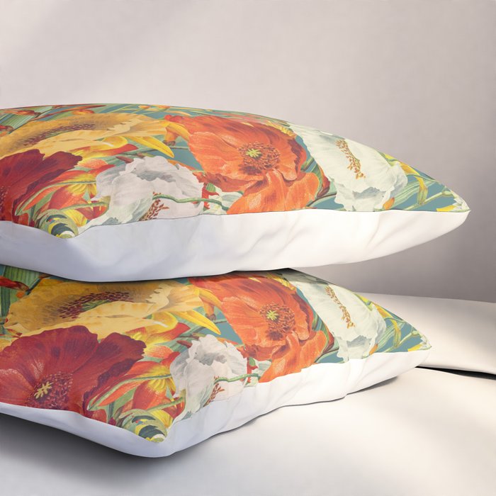 Vintage Poppy Floral Pillow Sham Gallery Image 3