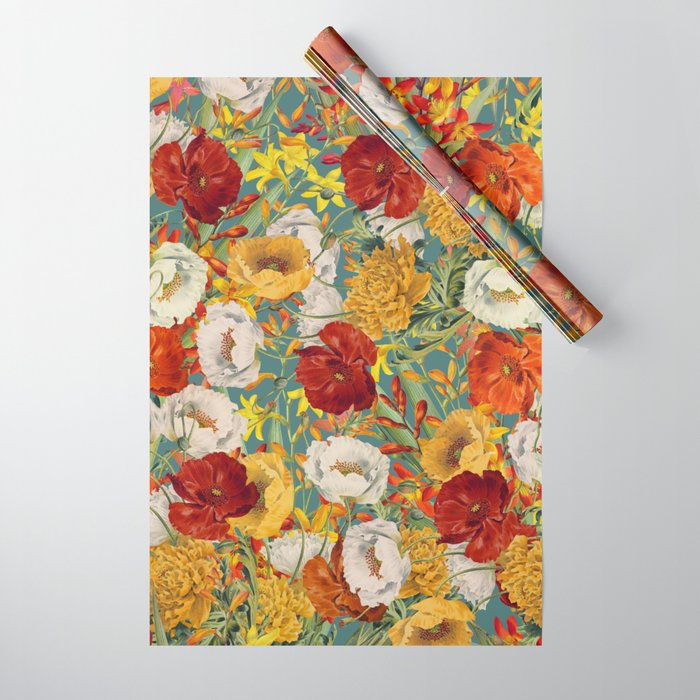 Vintage Poppy Floral Wrapping Paper Gallery Image 1
