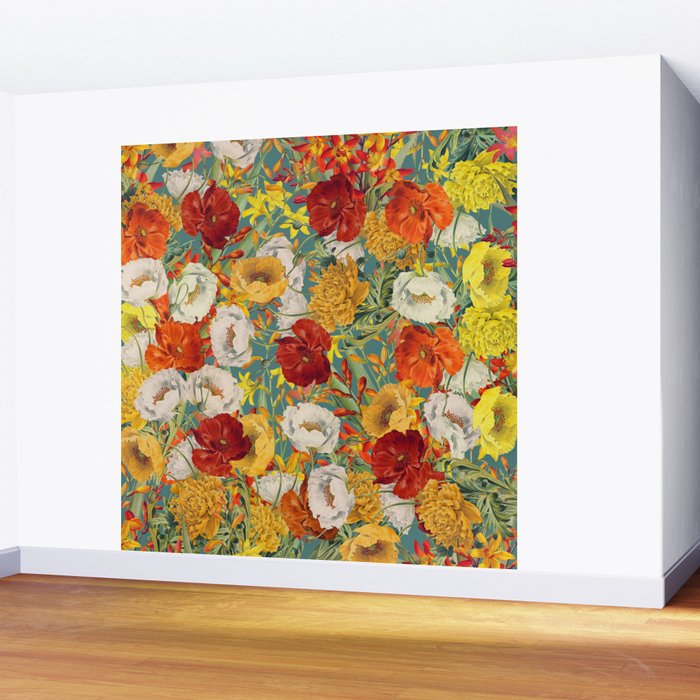 Vintage Poppy Floral Wall Mural Gallery Image 2