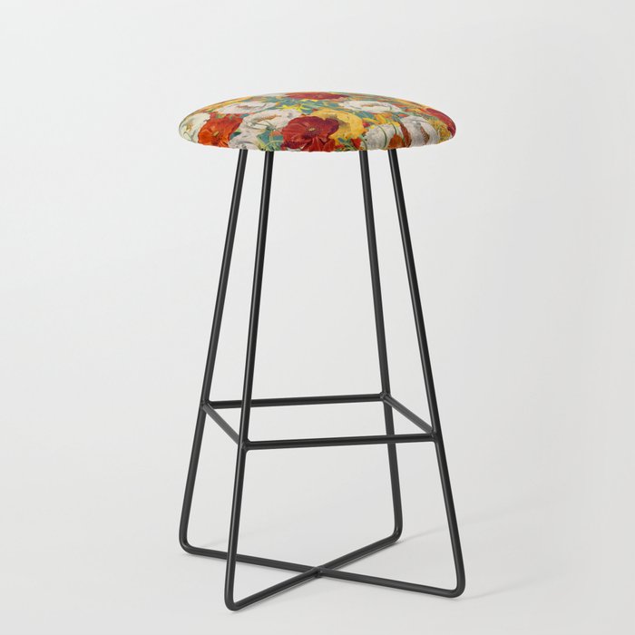 Vintage Poppy Floral Stool Gallery Image 1