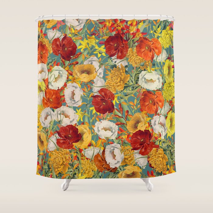 Vintage Poppy Floral Shower Curtain Gallery Image 1