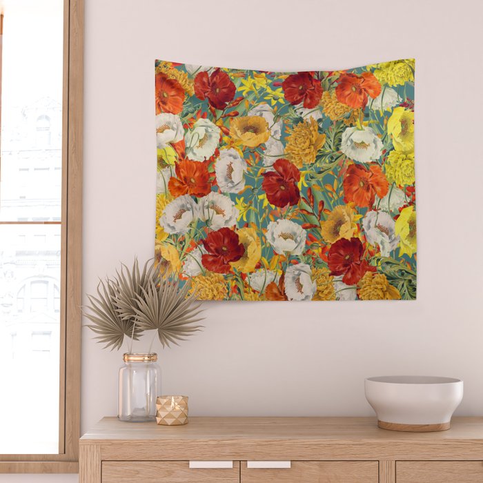 Vintage Poppy Floral Wall Tapestry Gallery Image 2