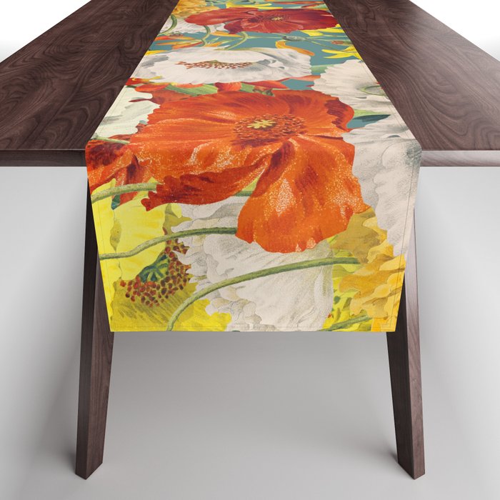 Vintage Poppy Floral Table Runner Gallery Image 1
