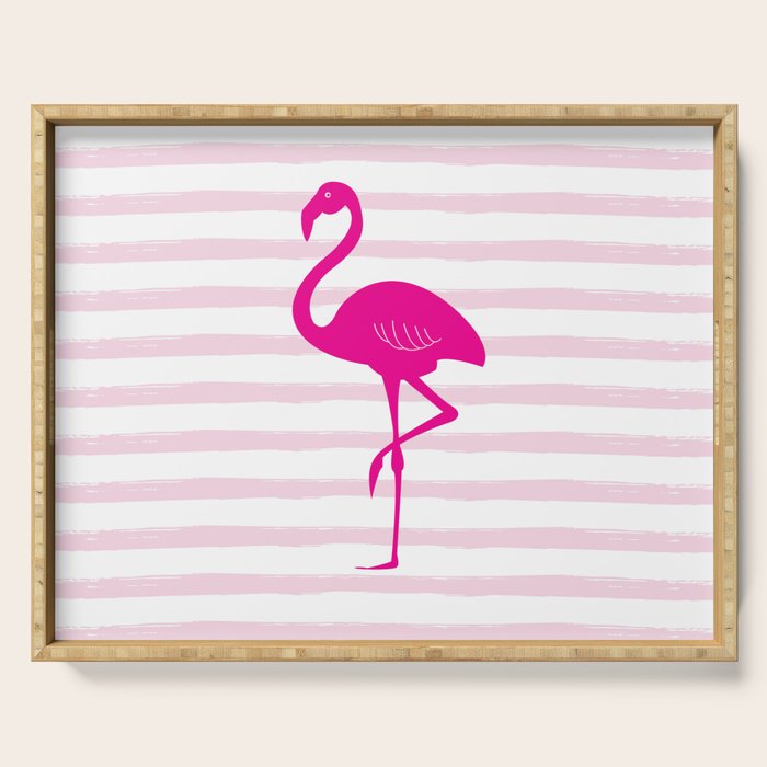 Flamingo & Stripes - Blush Hot Pink Serving Tray Gallery Image 1