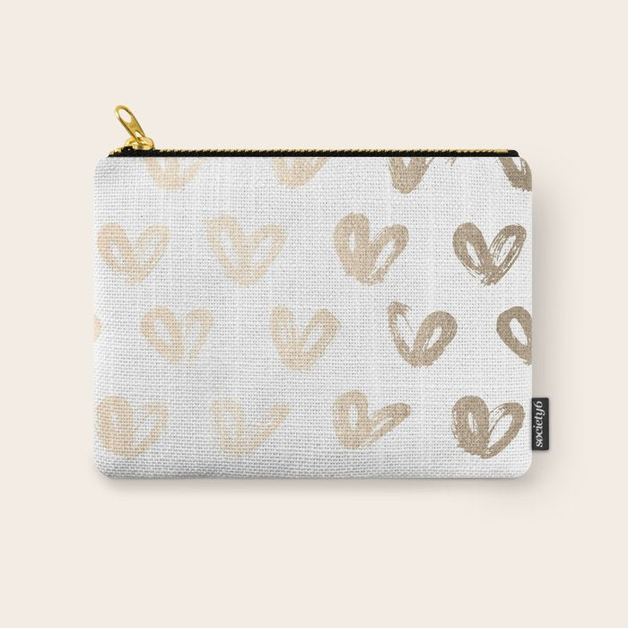 Luxe Gold Hearts on White Carry All Pouch Gallery Image 1