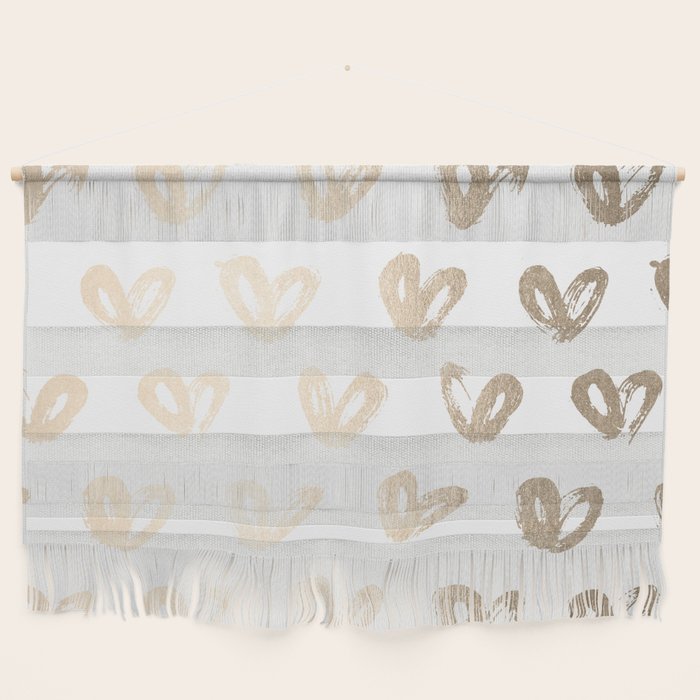 Luxe Gold Hearts on White Wall Hanging Gallery Image 1