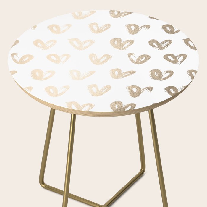 Luxe Gold Hearts on White Side Table Gallery Image 2