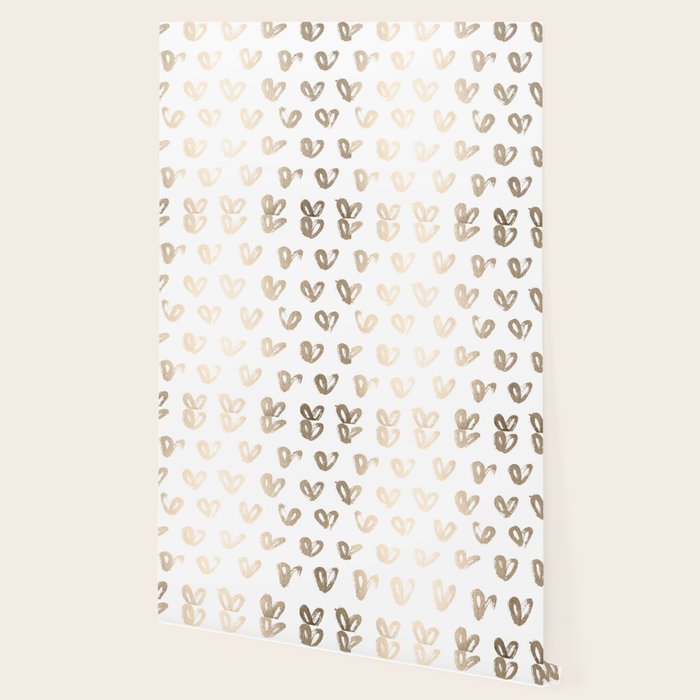 Luxe Gold Hearts on White Wallpaper Gallery Image 2