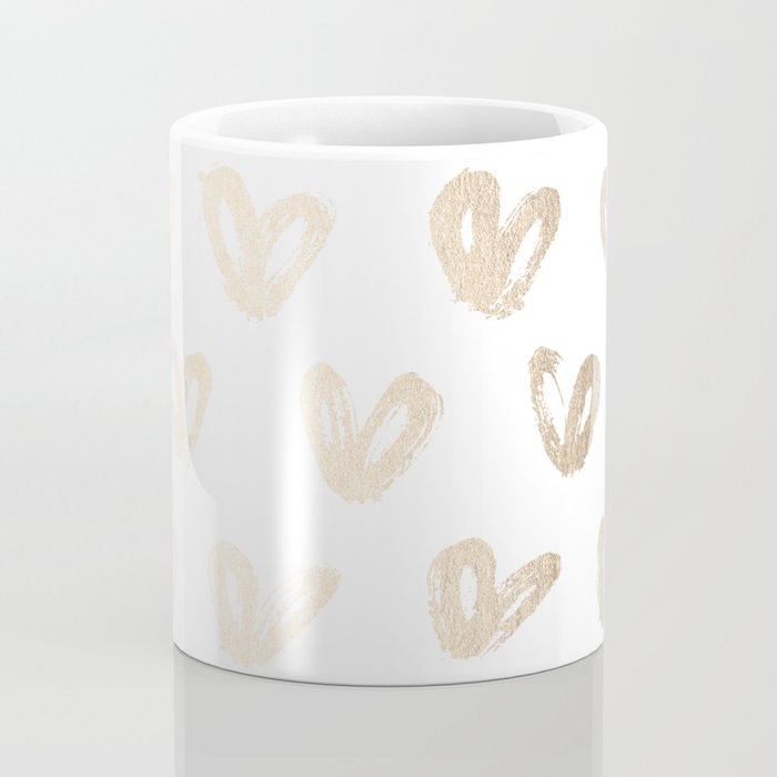 Luxe Gold Hearts on White Coffee Mug Gallery Image 4