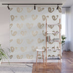 Luxe Gold Hearts on White Wall Mural Gallery Image 1