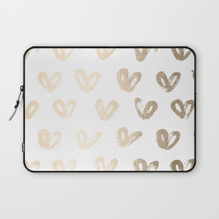 Luxe Gold Hearts on White Laptop Sleeve Gallery Image 1