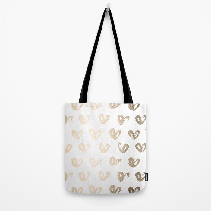 Luxe Gold Hearts on White Tote Bag Gallery Image 2