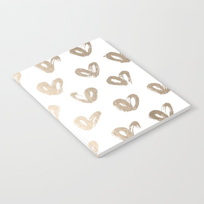 Luxe Gold Hearts on White Notebook Gallery Image 2