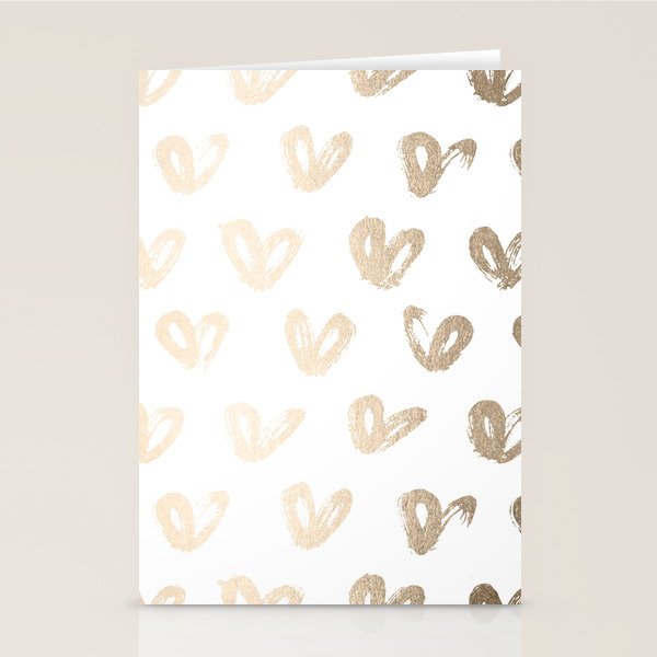 Luxe Gold Hearts on White Stationery Card Gallery Image 2