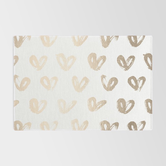 Luxe Gold Hearts on White Rug Gallery Image 2