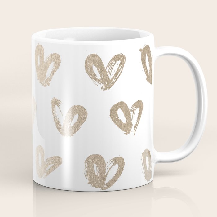 Luxe Gold Hearts on White Coffee Mug Gallery Image 1