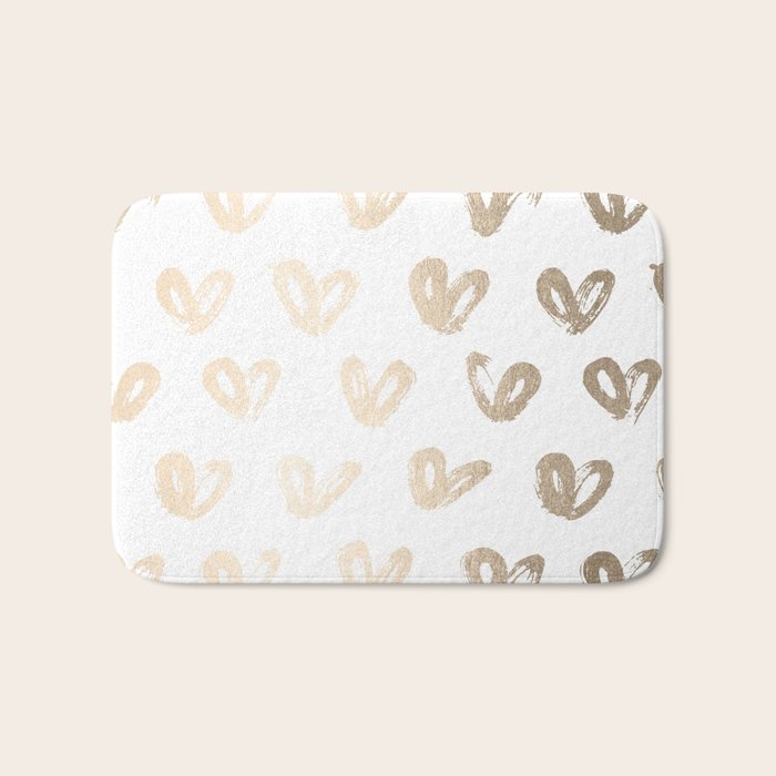 Luxe Gold Hearts on White Bath Mat Gallery Image 1