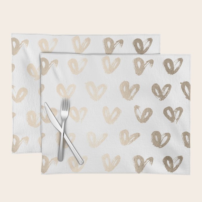 Luxe Gold Hearts on White Placemat Gallery Image 1